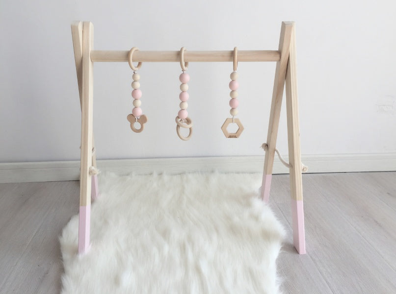 Ins decoration Nordic children's room fitness equipment newborn baby baby fitness frame Nordic wood crafts