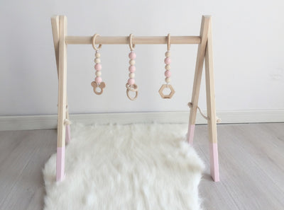 Ins decoration Nordic children's room fitness equipment newborn baby baby fitness frame Nordic wood crafts