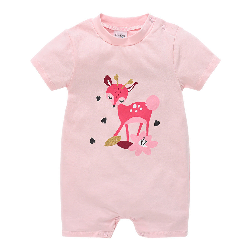 Male cartoon cotton romper baby jumpsuit summer children's clothing