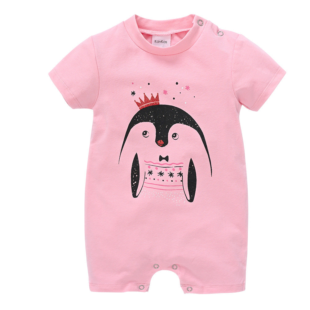 Male cartoon cotton romper baby jumpsuit summer children's clothing