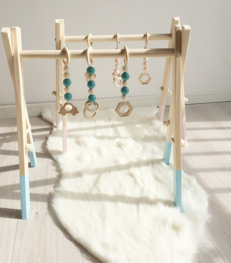 Ins decoration Nordic children's room fitness equipment newborn baby baby fitness frame Nordic wood crafts