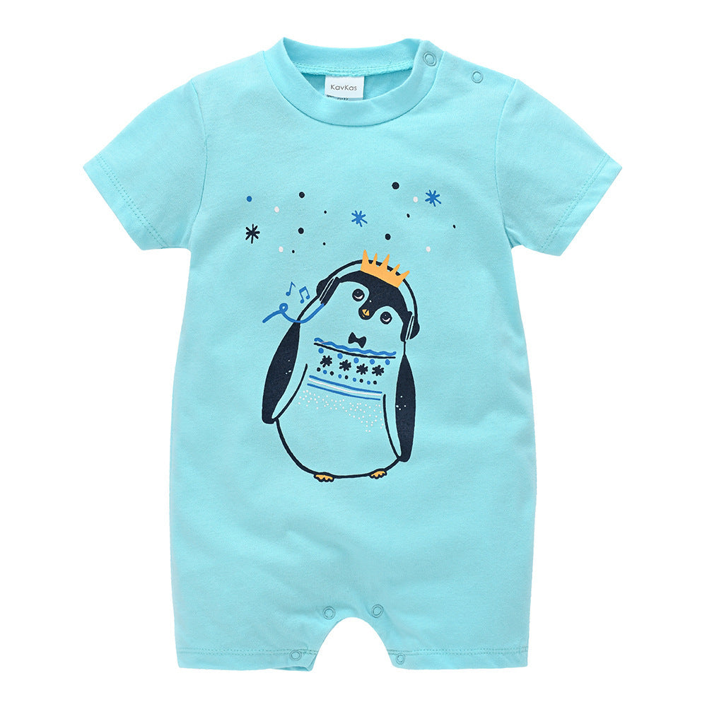 Male cartoon cotton romper baby jumpsuit summer children's clothing