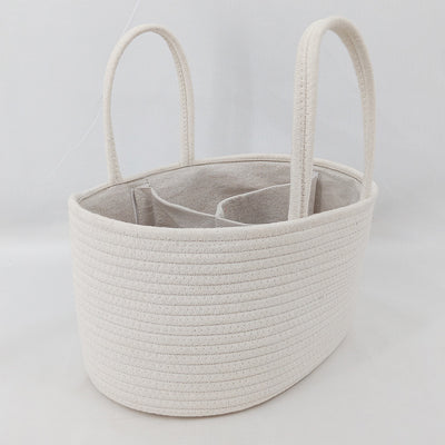 Diaper Caddy Organizer, Large Cotton Rope Nursery Baby Basket, Changing Table Organizer For Baby Diaper Storage, Portable Car Organizer With Removable Divider, Baby Shower Gifts