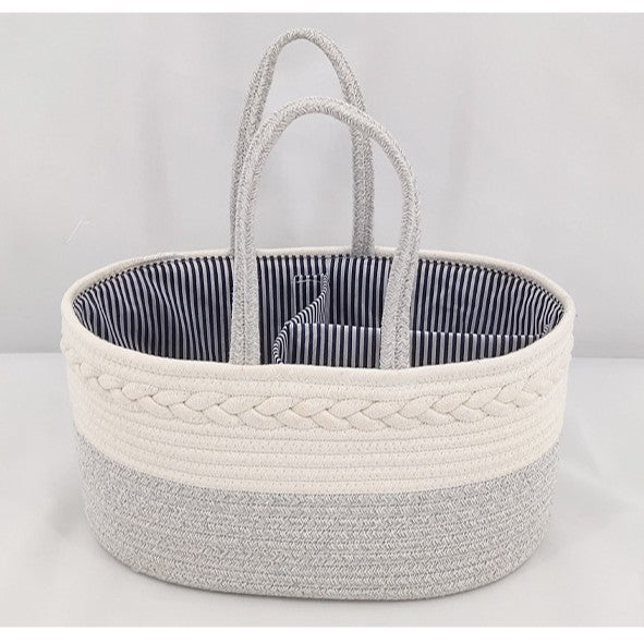 Diaper Caddy Organizer, Large Cotton Rope Nursery Baby Basket, Changing Table Organizer For Baby Diaper Storage, Portable Car Organizer With Removable Divider, Baby Shower Gifts