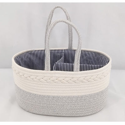 Diaper Caddy Organizer, Large Cotton Rope Nursery Baby Basket, Changing Table Organizer For Baby Diaper Storage, Portable Car Organizer With Removable Divider, Baby Shower Gifts